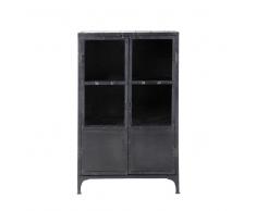Armarito con vitrina industrial de metal negro An. 75 cm Edison