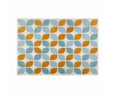 Alfombra de tela con motivos naranja y azules 160x230 cm SEVEN