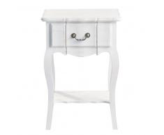 Mesita de noche con cajón de madera de paulonia blanca 44 cm de largo Joséphine