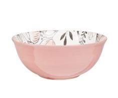 Ensaladera de loza rosa con estampado floral