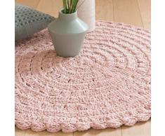 Alfombra redonda de ganchillo rosa D.90