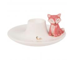 Huevera zorro de loza rosa