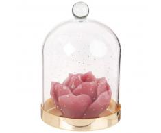 Vela flor bajo campana de cristal