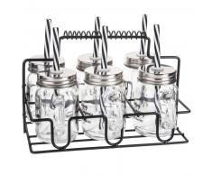 6 tarros shooters de cristal con soporte