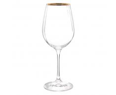 Copa de vino de cristal con hilo dorado