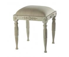 Taburete pie de sofá de lino y madera crudo VICTORIA