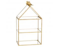 Vitrina para joyas de cristal y metal dorado
