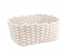 Cesta rectangular de algodón blanco
