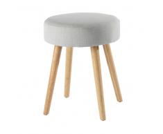 Taburete vintage de tela y madera gris perla PIN'UP