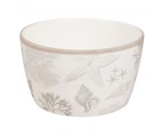 Ensaladera de porcelana blanca con motivos marinos