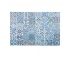 Alfombra con motivos de azulejos de cemento azules 140x200 cm CAPRI