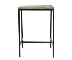 Mesa de comedor alta de abeto macizo blanco y metal L75 Long Island