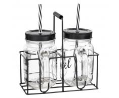2 tarros de cristal con soporte de metal