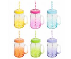 6 tarros de cristal tintado con soporte de metal ARC EN CIEL
