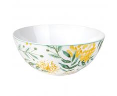 Ensaladera de porcelana blanca con estampado de flores