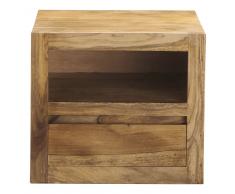 Mesita de noche con cajón de madera maciza de palo rosa Stockholm