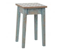 Taburete de madera patinada azul ARMELLE