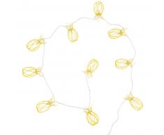 Guirnalda de piñas de luces 10 LED de metal amarillo