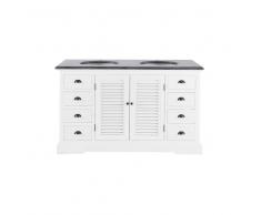 Mueble de doble lavabo de álamo blanco y piedra azul antracita Edenton