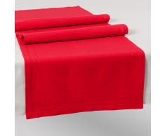 Camino de mesa liso de algodón rojo L. 150 cm