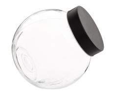 Tarro redondo de cristal con tapa negra