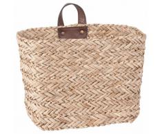 Cesta de mimbre con asa de cuero