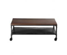Mesa baja con ruedas de metal y sheesham macizo An. 110 cm Industry