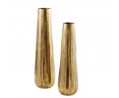 2 jarrones de metal de bronce