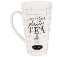 Taza de porcelana blanca con impresión de baldosas