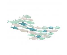 Decoración de pared con banco de peces de metal verde 81x38