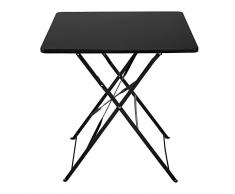 Mesa de jardín plegable de metal para 2 personas negra Guinguette