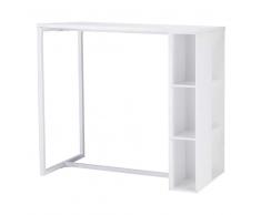 Mesa de comedor alta de madera blanca satinada An. 120 cm Highway