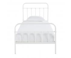 Cama 90x190 de metal blanco roto Karl
