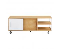 Mueble de TV industrial con ruedas y 2 puertas Pilea