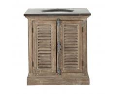 Mueble de lavabo de pino reciclado y piedra azul antracita Persiennes