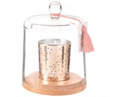 Vela perfumada dorada bajo campana de cristal