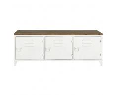 Mueble de TV industrial de metal blanco y abeto Bruce