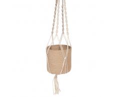 Macetero de colgar de yute y macramé crudo WHITE ISLAND