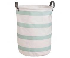 Cesta para la ropa de rayas verde menta