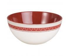 Ensaladera de loza roja y blanca