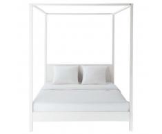 Cama con dosel 160 x 200 de pino blanco roto Celeste
