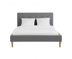 Cama 160 × 200 cm de madera y tela gris Brent