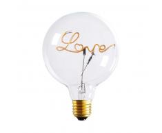 Bombilla LED con mensaje love en el cristal
