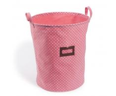Cesta para la ropa rosa de lunares