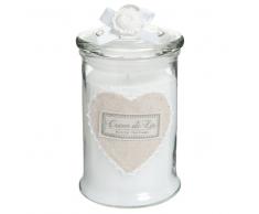 Vela perfumada bombonera de cristal blanco Al. 15 cm CŒUR