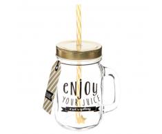 Vaso de cristal con pajita EVERYDAY