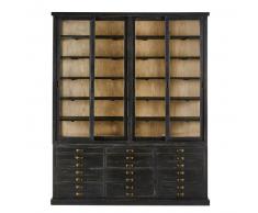 Vitrina con 4 puertas y 12 cajones de pino reciclado negro Moliere