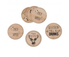 Posavasos de cristal y bambú con estampado