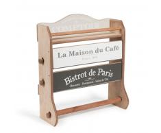 Balda de pared portarrollos de madera Al. 37 cm MAISON DU CAFÉ