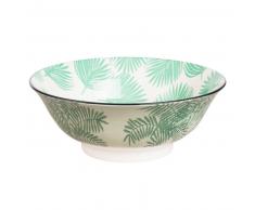 Ensaladera de porcelana con impresión de palmera